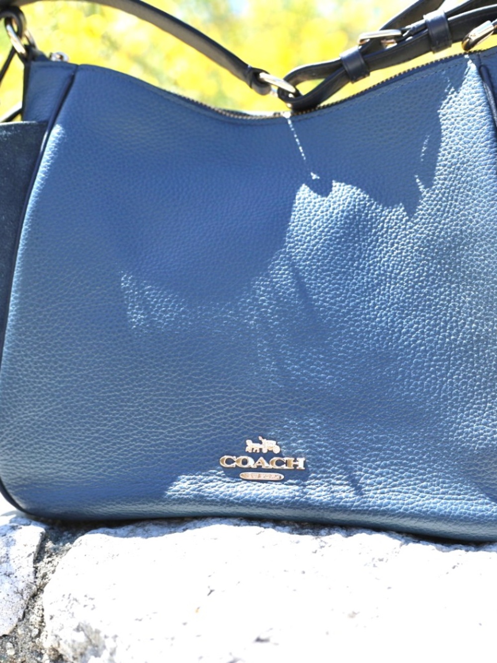 Coach Rori, Denim Blue Pebbled & Suede Leather Shoulder Bag, Quiet Luxury C5833 - Picture 14 of 15